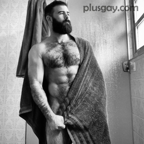 Hairy men with towel
